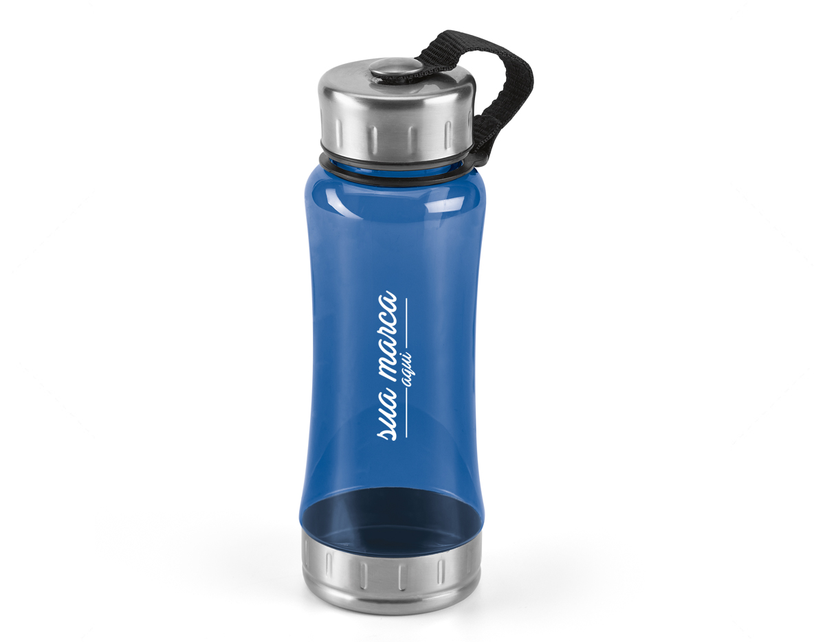 Squeeze de plástico com detalhe em aço inox 600 ml