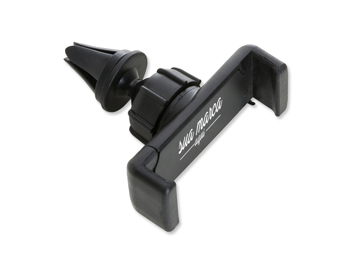  Suporte veicular rotacionável com haste regulável e garra de encaixe. Acompanha rosca para fixação do suporte no ângulo desejado.