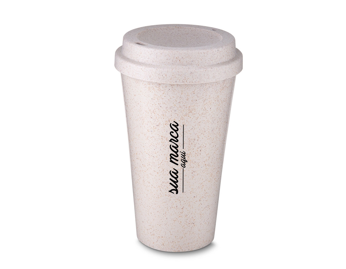 Copo fibra de arroz 550ml com tampa de bocal