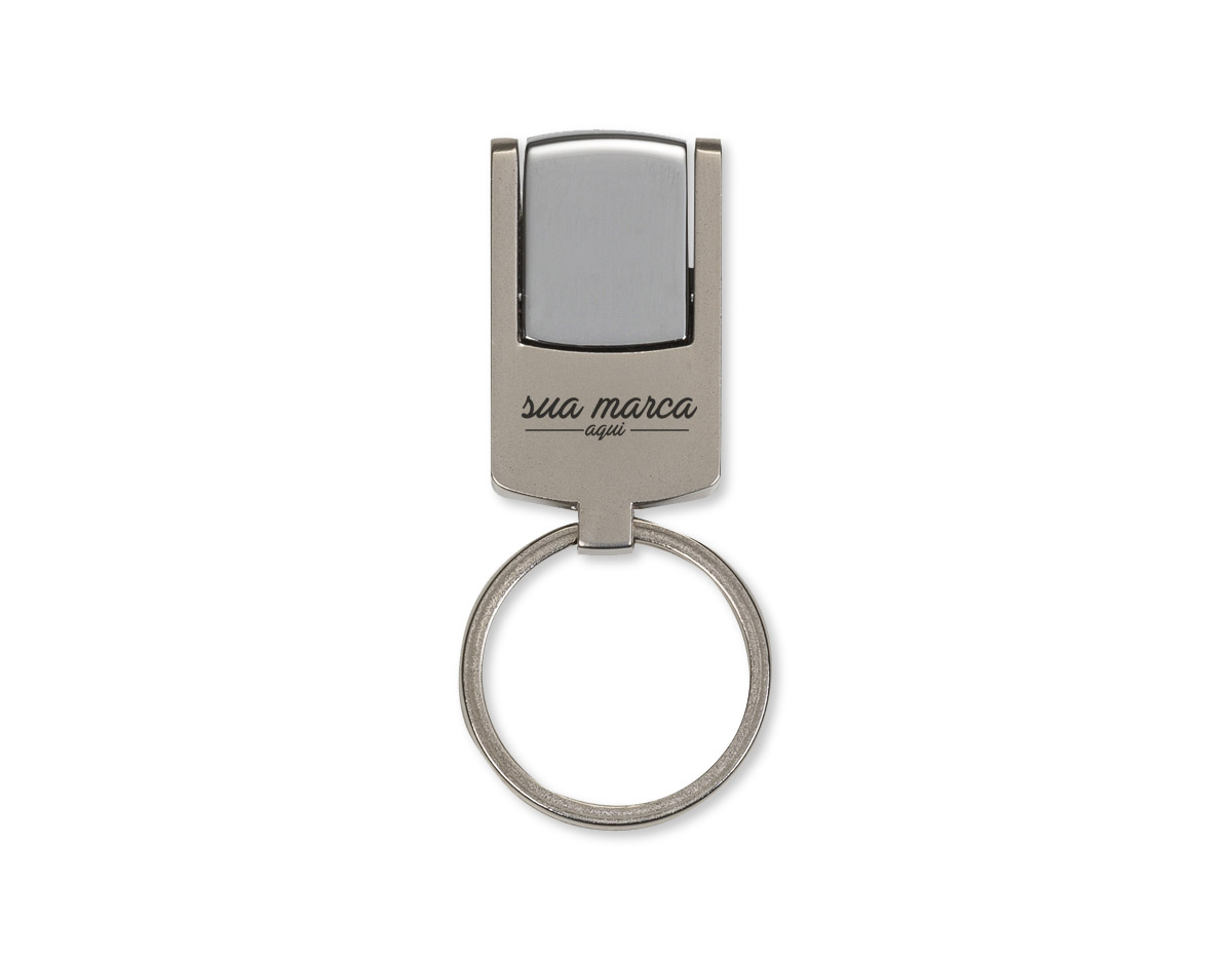 Mini pen drive chaveiro 16GB prata fosco com tampa metak brilhante, acompanha chaveiro.