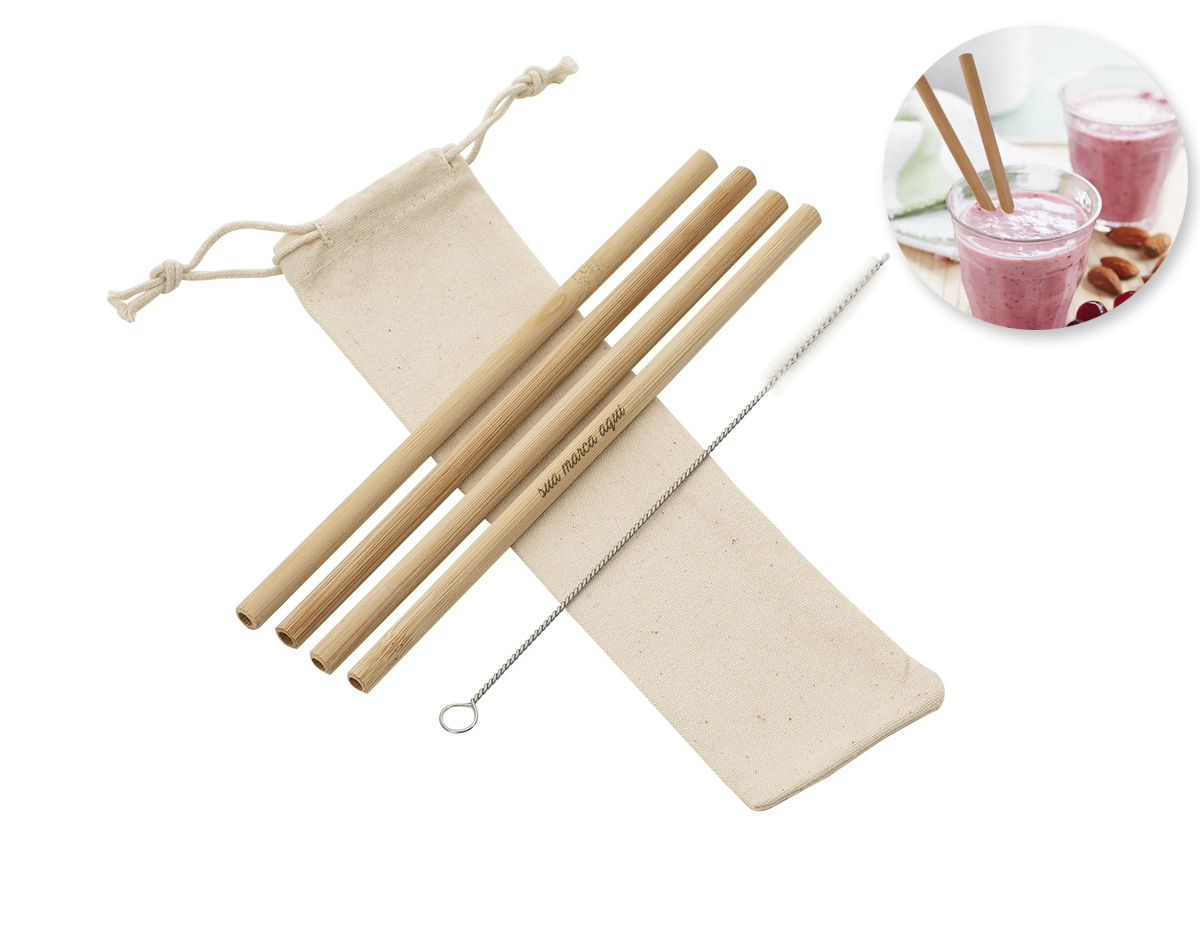Kit canudo de bambu reto e escova de limpeza em estojo. Contém 4 canudos de bambu e escova de limpeza com ponteira plástica. Acompanha estojo de algodão reciclado.

	 	 