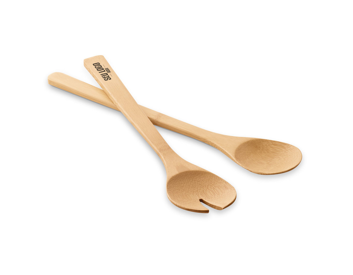 Conjunto de 2 talheres para salada bambu