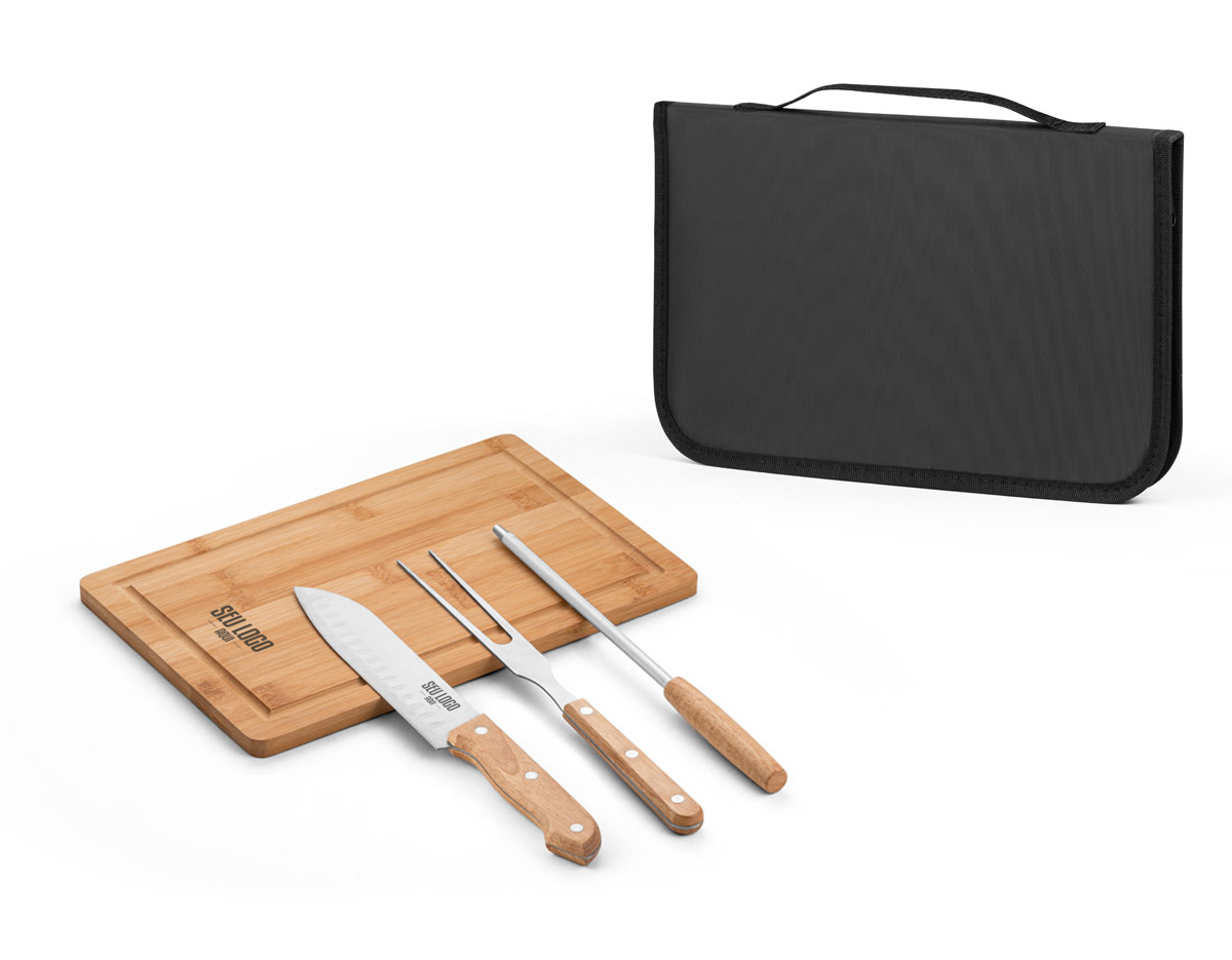 Kit churrasco 3 utensílios bambu
