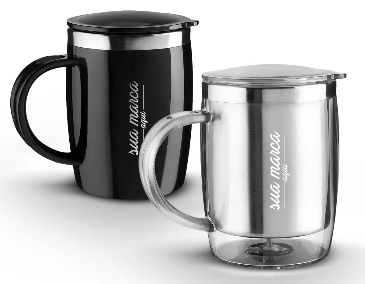 Caneca plástica com inox na parte interna de 400ml.