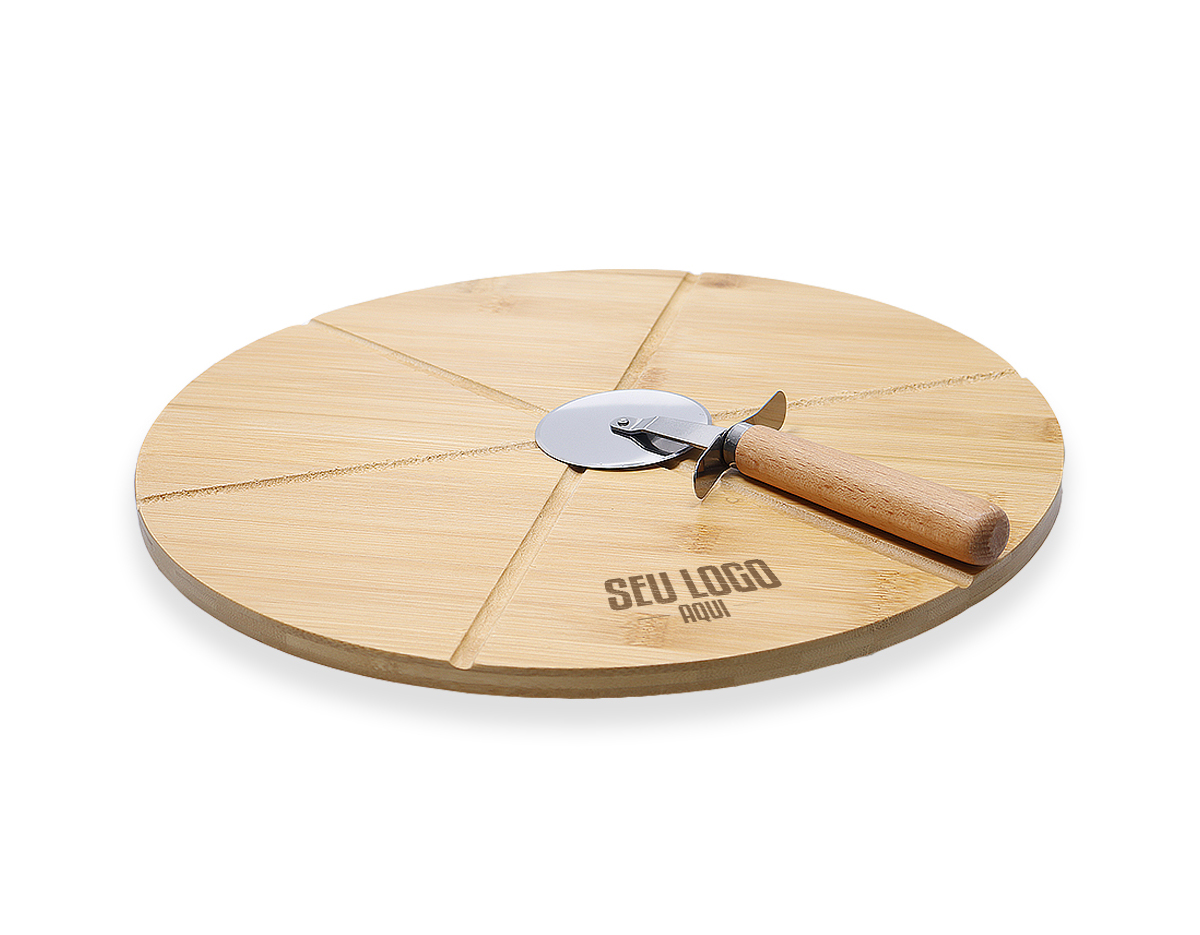 Kit pizzas, contendo
Tábua para pizza
Cortador
Obs.:Os componentes de madeira e bambu poderão apresentar tonalidades diferente