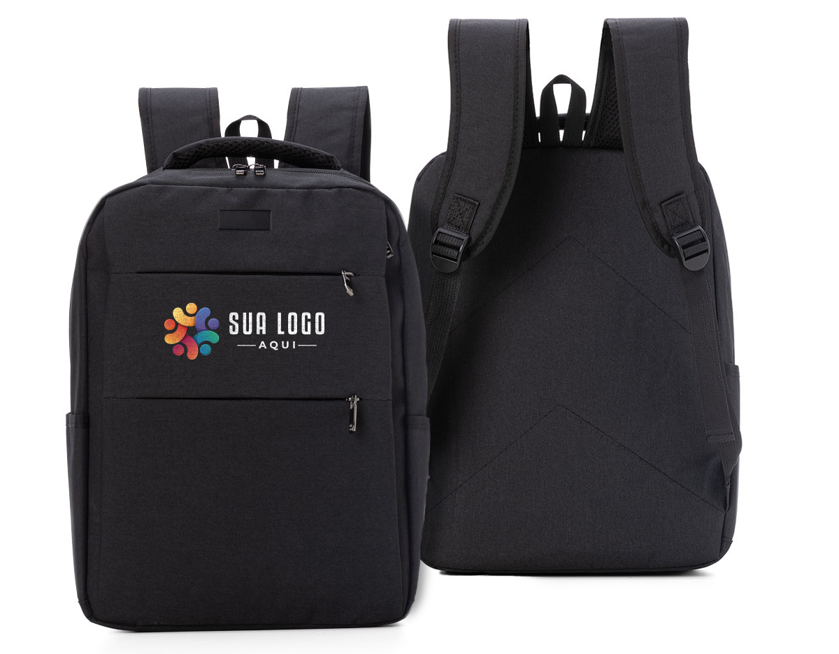 Mochila p/ Notebook em tecido poliéster. ACOMPANHA PLACA IMANTADA
Compartimento acolchoado p/ notebook de 39x28cm.
Tamanho total do Notebook - 17