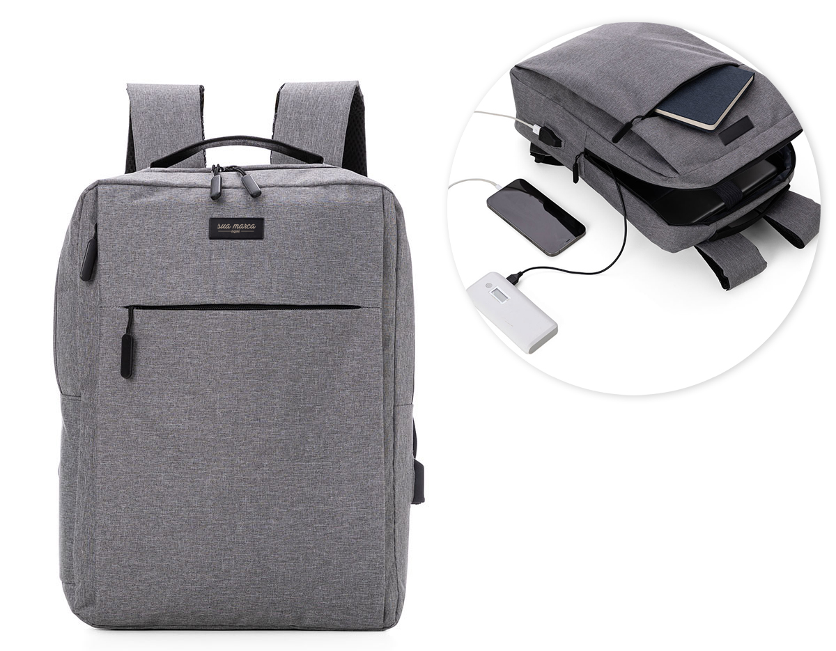 Mochila p/ Notebook em tecido poliéster. acompanha placa Compartimento acolchoado p/ notebook de 39x27cm;
Tamanho total do Notebook - 17