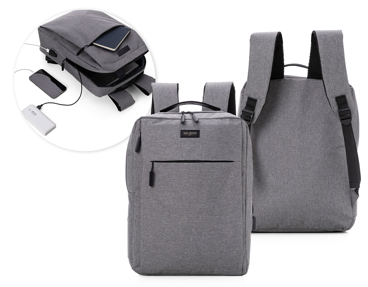 Mochila p/ Notebook em tecido poliéster. acompanha placa Compartimento acolchoado p/ notebook de 39x27cm;
Tamanho total do Notebook - 17