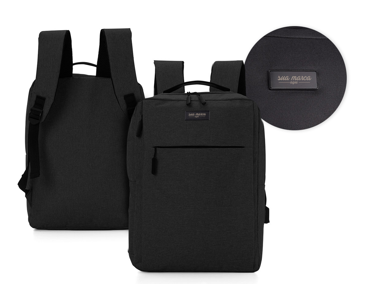 Mochila p/ Notebook em tecido poliéster. acompanha placa Compartimento acolchoado p/ notebook de 39x27cm;
Tamanho total do Notebook - 17