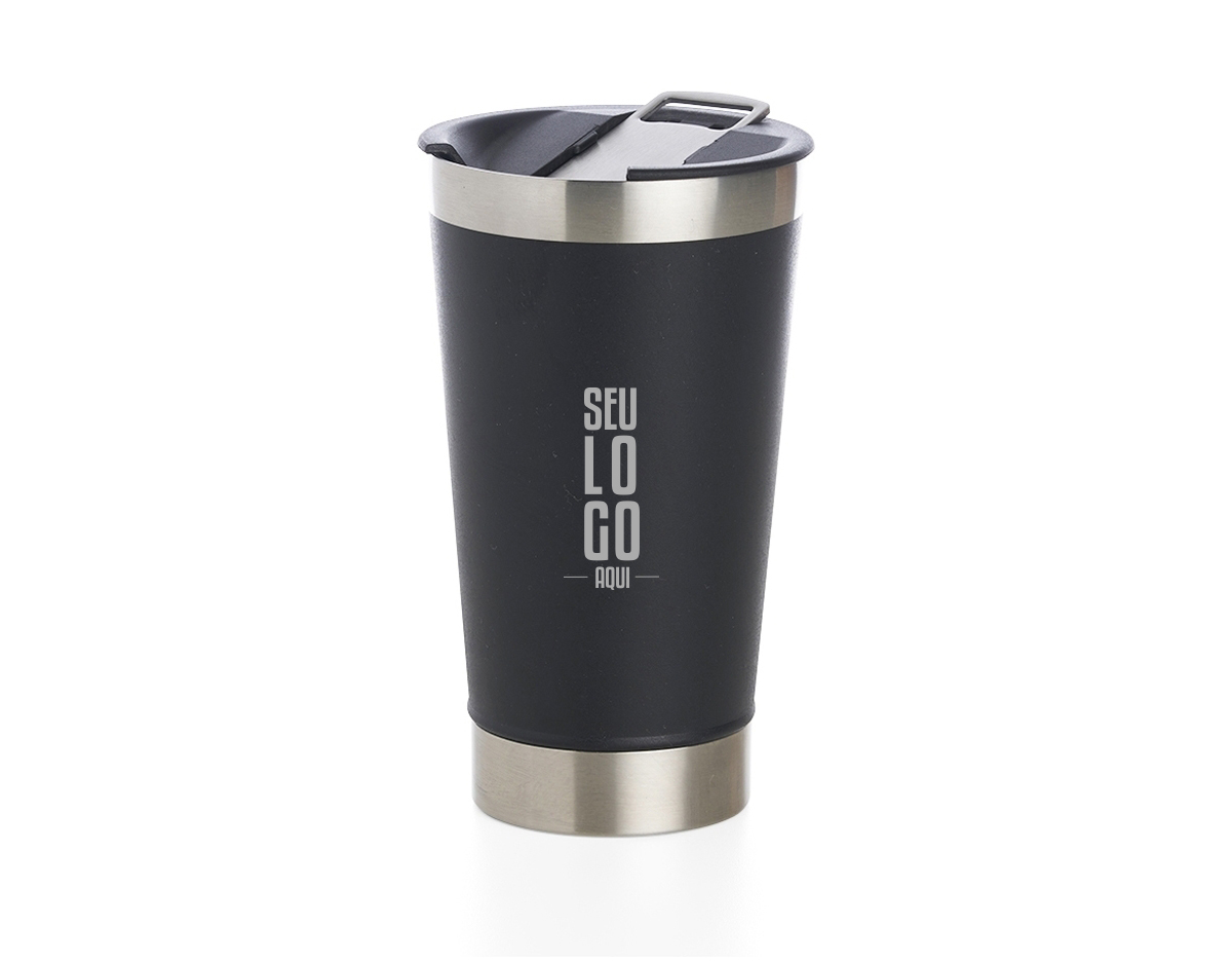 Copo Térmico Inox 500ml com tampa e abridor. 