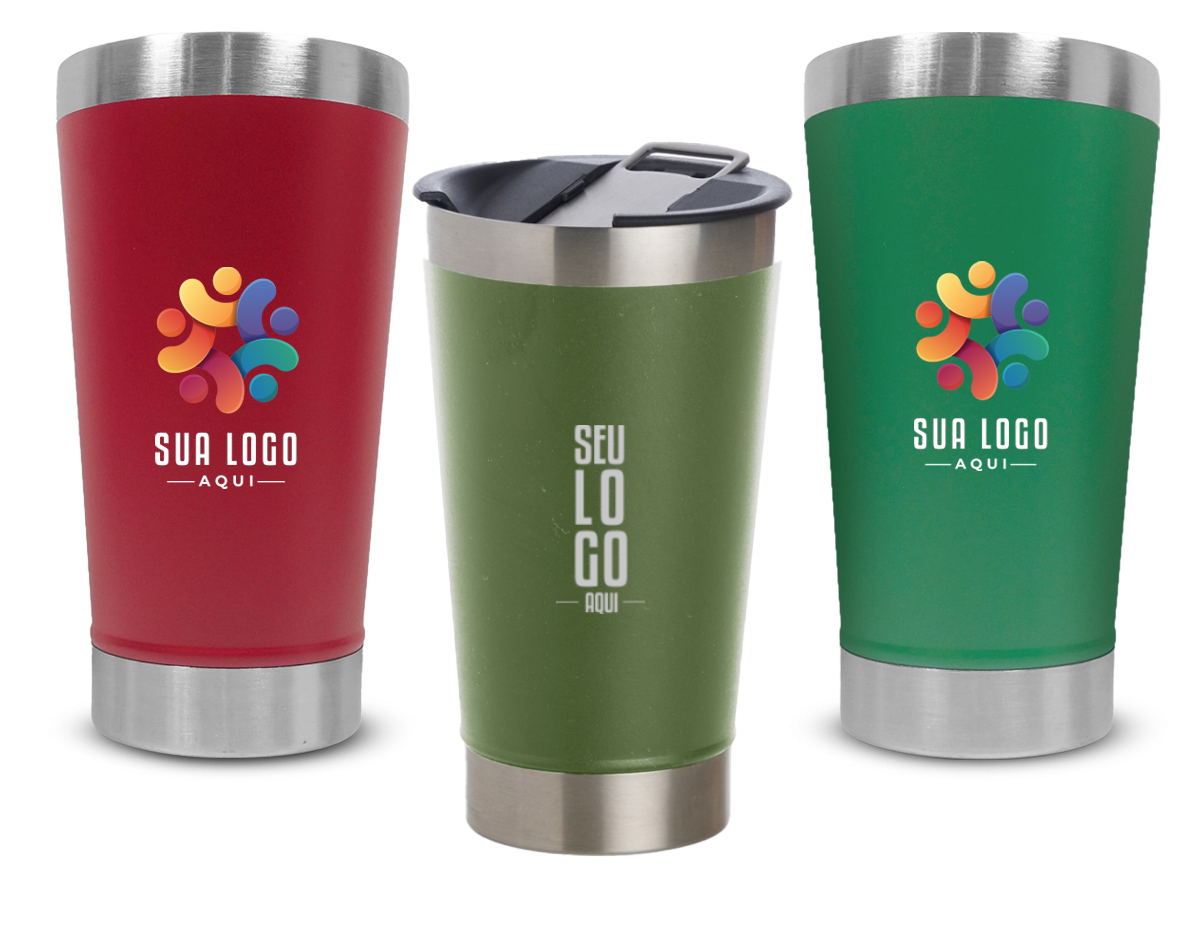 Copo Térmico Inox 500ml com tampa e abridor. 