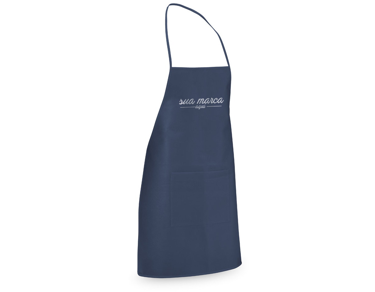 Avental em non-woven (80 g/m²) com 1 bolso frontal e fitas de ajuste
