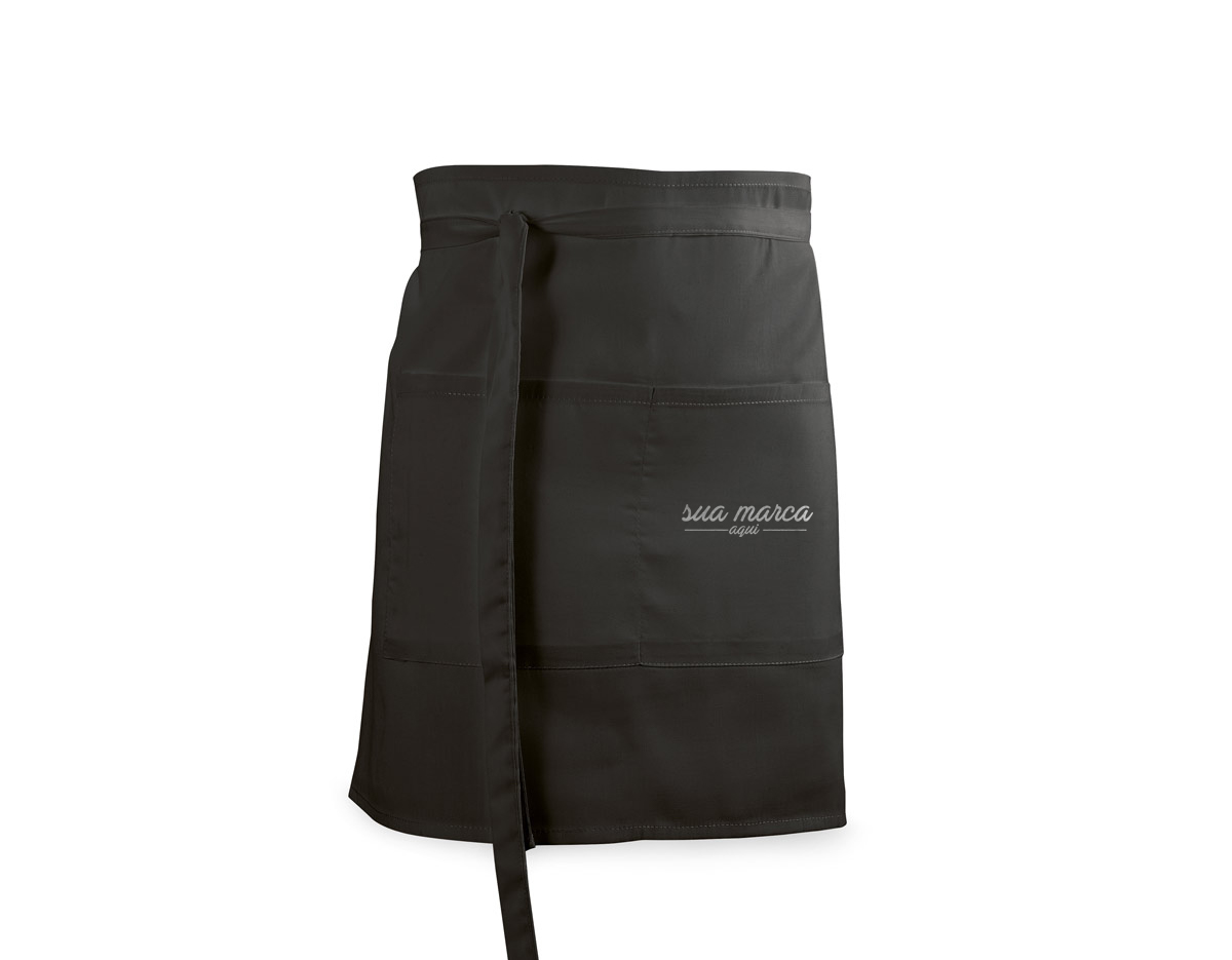 Avental de bar em algodão e poliéster (150 g/m²) com 2 bolsos e fitas de ajuste