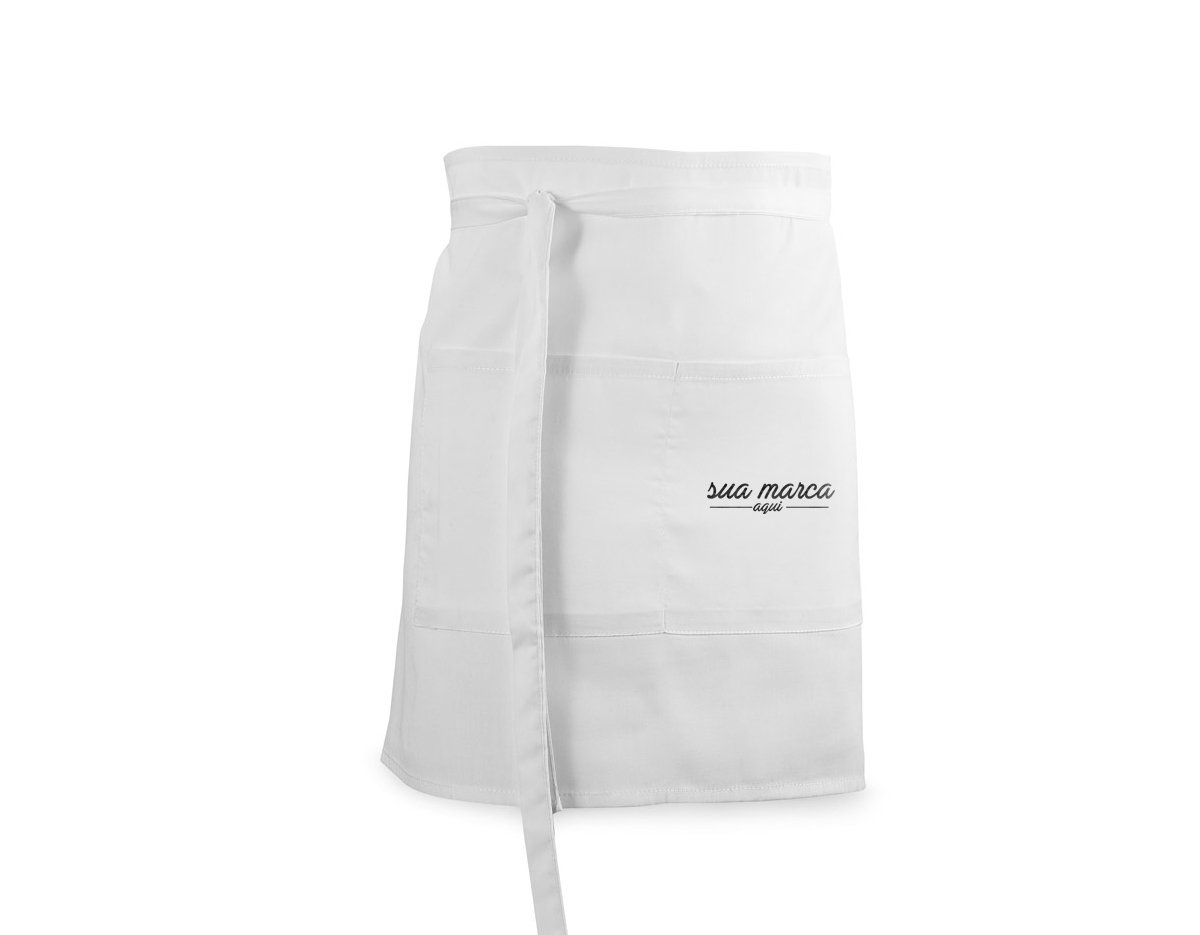 Avental de bar em algodão e poliéster (150 g/m²) com 2 bolsos e fitas de ajuste