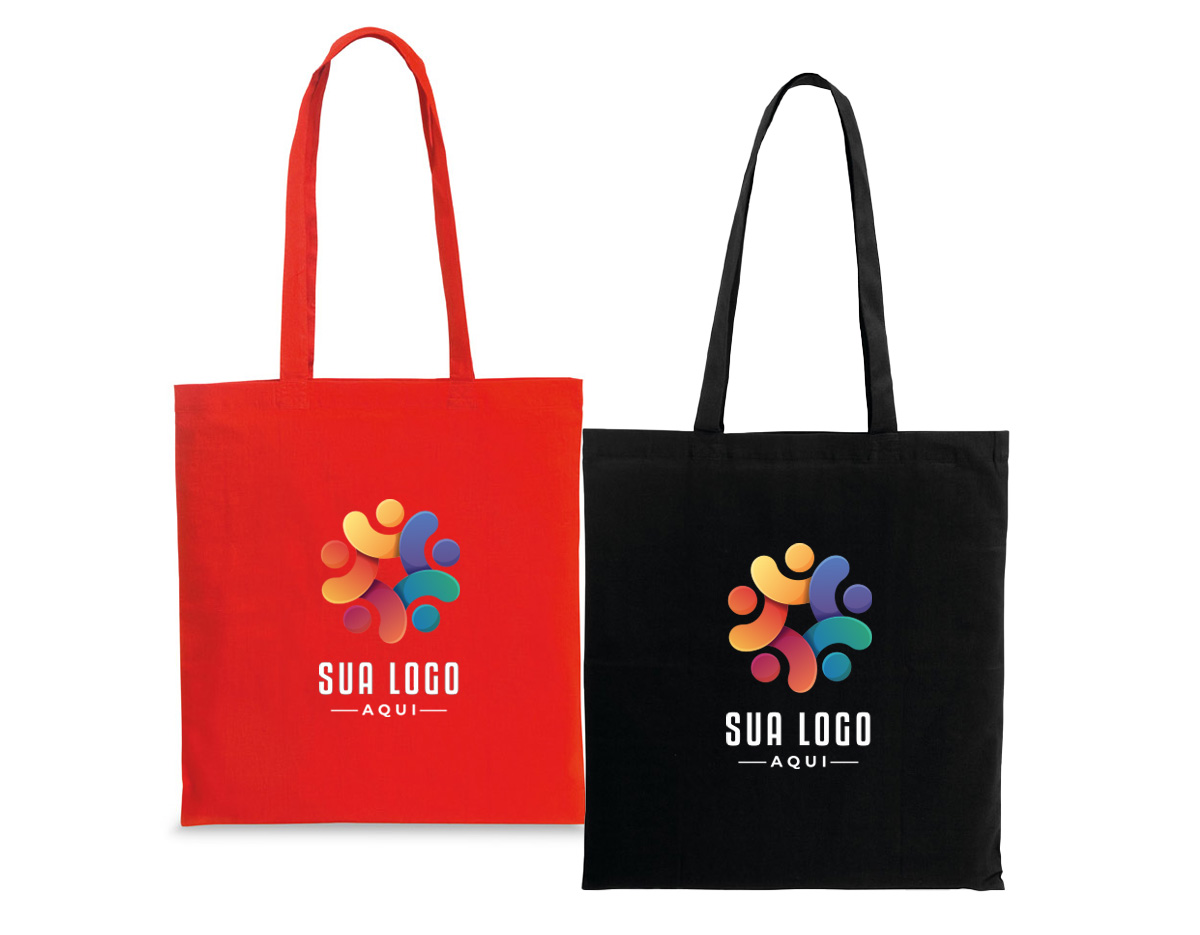 Sacola 100% algodão (100 g/m²) com alças de 75 cm