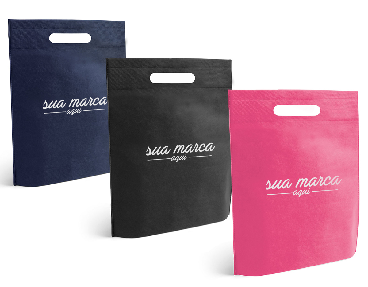 Sacola produzida em material non-woven com gramatura de 80 g/m², unida por processo de termo-selagem. Possui dimensões de 250 x 350 x 80mm, sendo leve e adequada para usos variados.