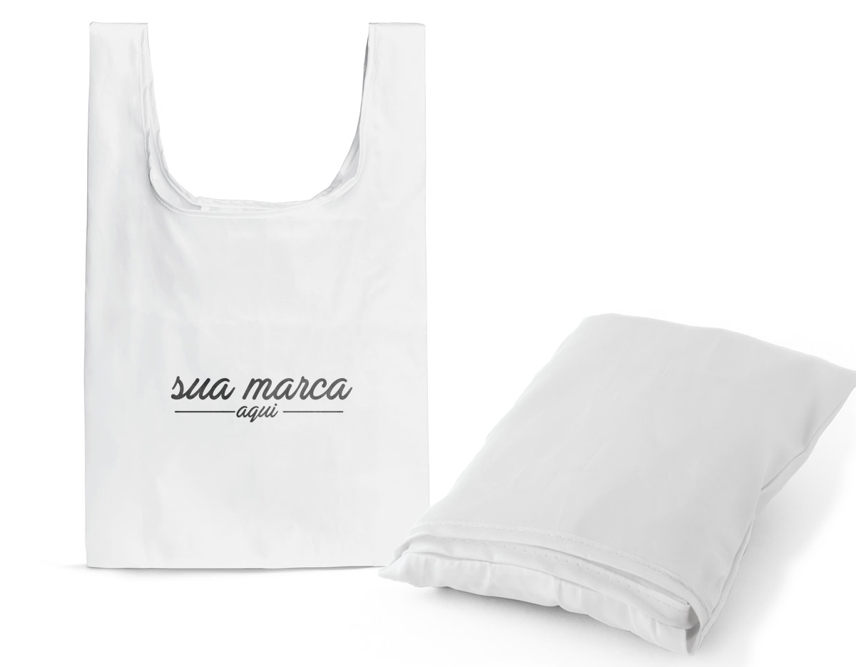 Sacola dobrável em 210D, com alças de 70 cm e bolso interior  Aberto: 370 x 400 x 100 mm