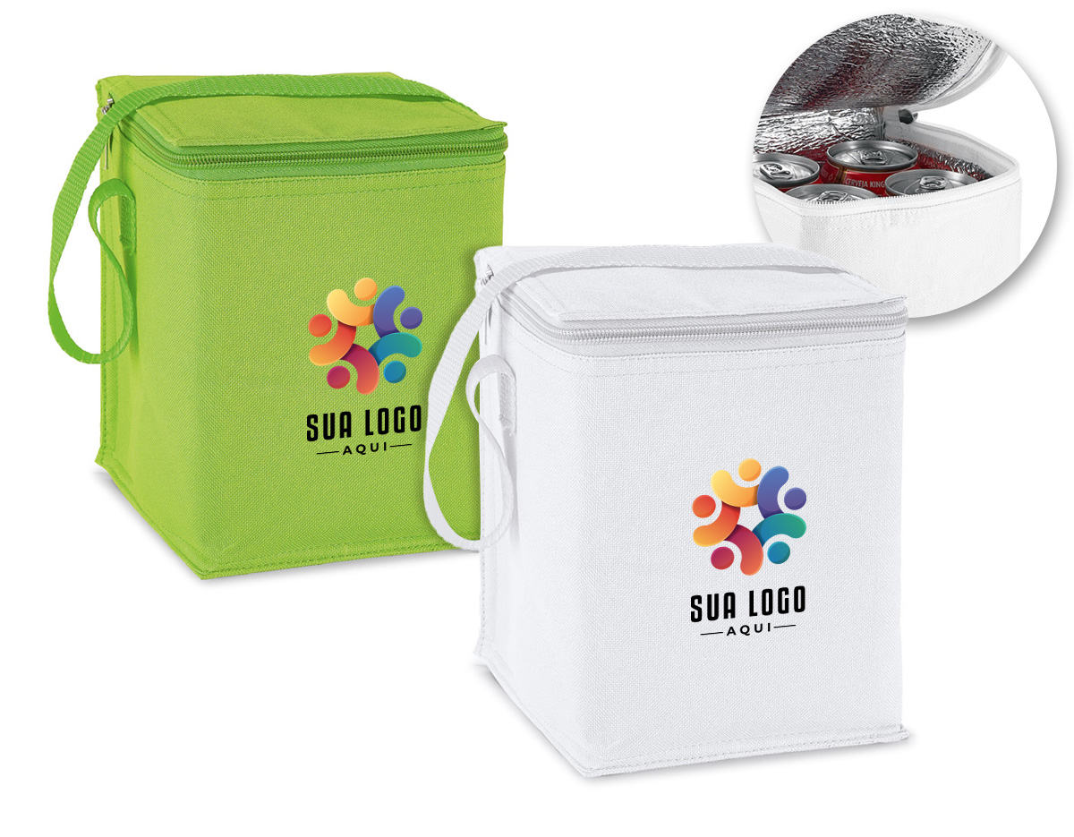 Bolsa térmica em 600D com capacidade até 4 litros. 150 x 190 x 150 mm