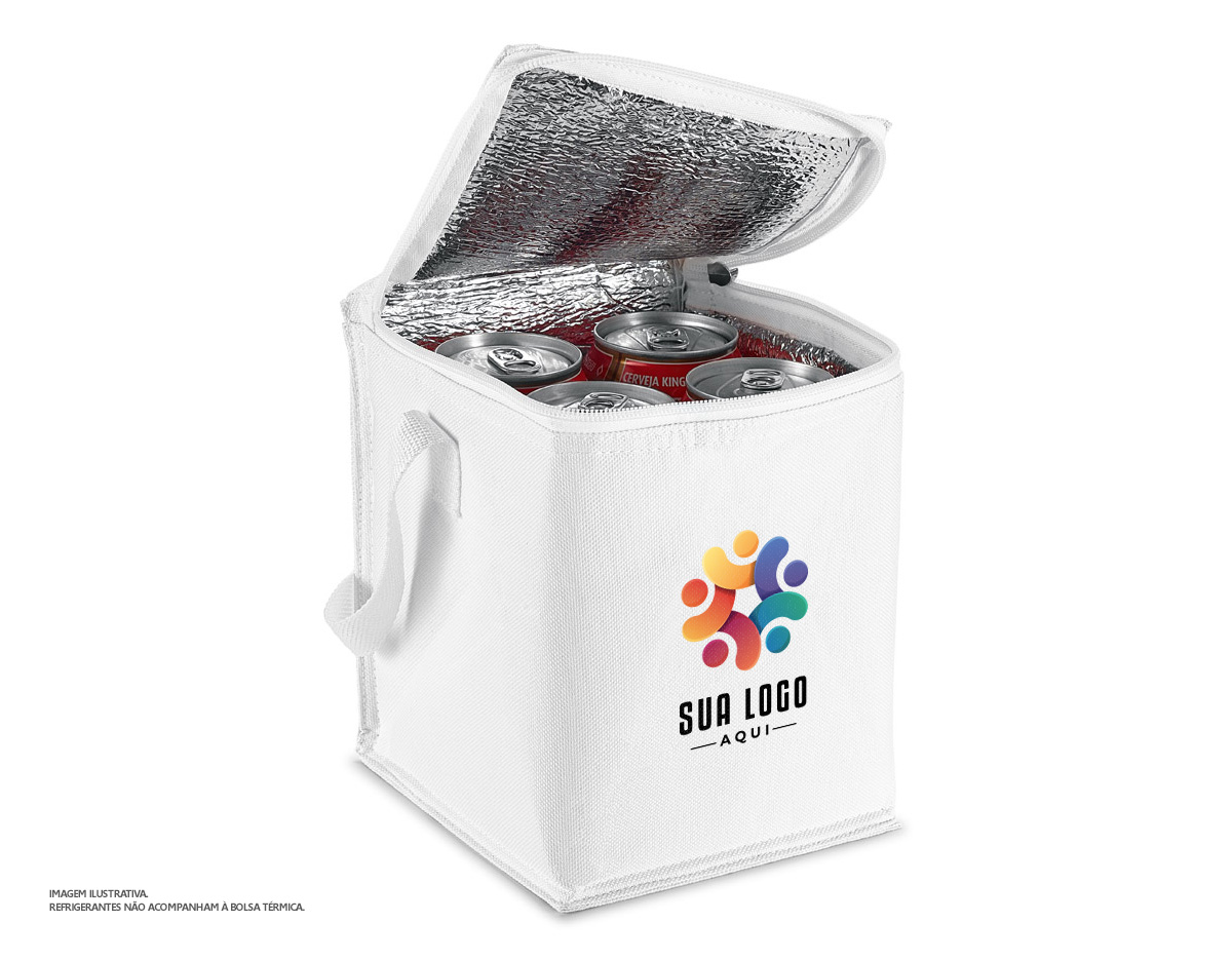 Bolsa térmica em 600D com capacidade até 4 litros. 150 x 190 x 150 mm