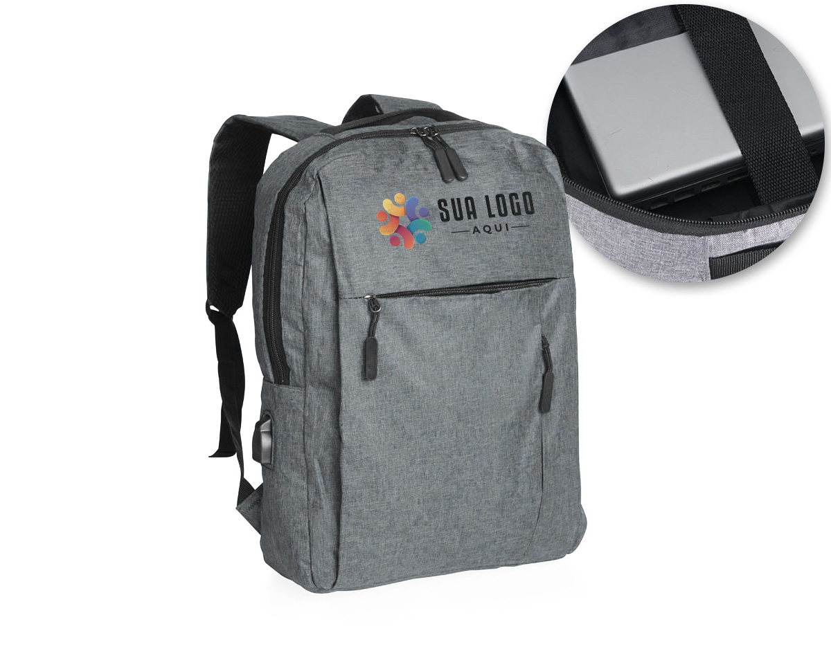  Mochila confeccionada em nylon com compartimento para notebook até 15,6 polegadas.