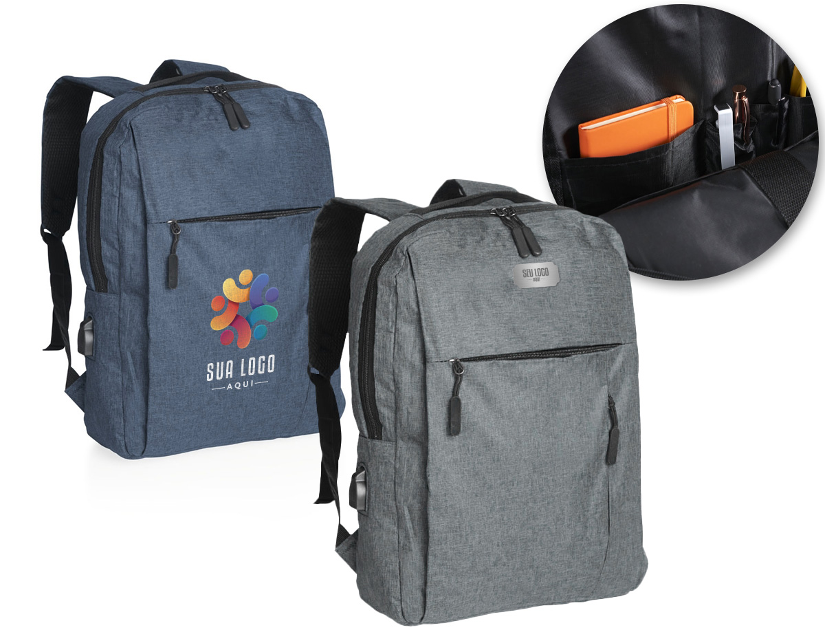  Mochila confeccionada em nylon com compartimento para notebook até 15,6 polegadas.