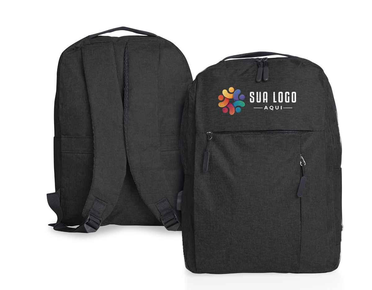  Mochila confeccionada em nylon com compartimento para notebook até 15,6 polegadas.