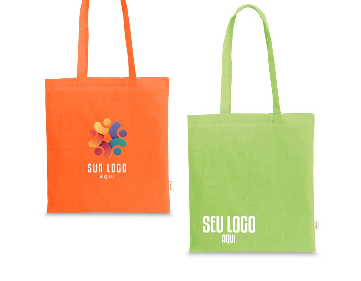 Sacola em algodão reciclado e rPET (180 g/m²) com alças de 65 cm