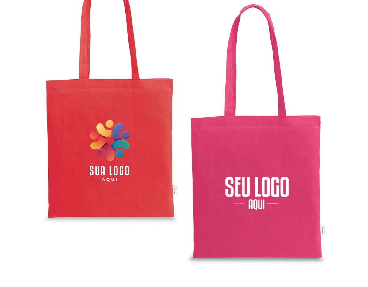 Sacola em algodão reciclado e rPET (180 g/m²) com alças de 65 cm
