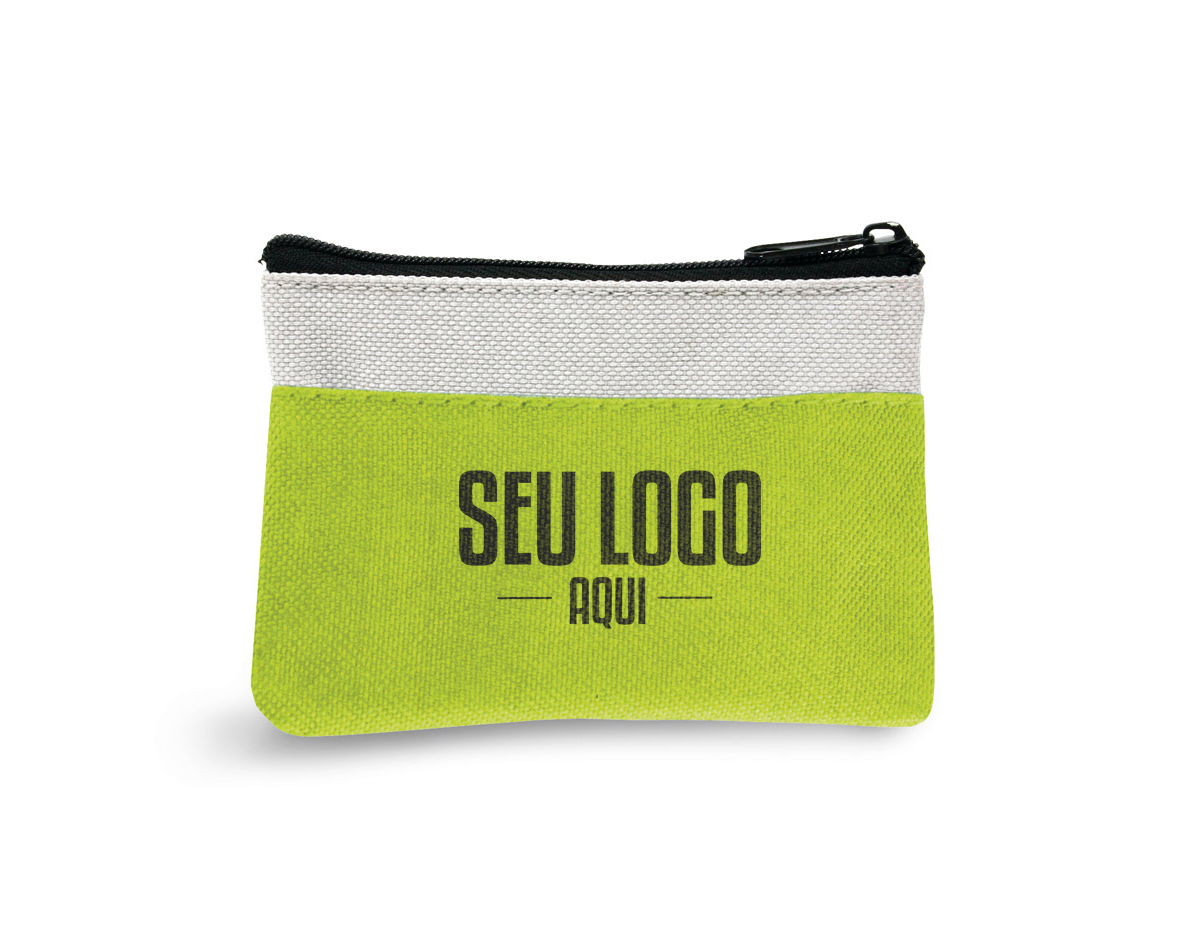 Bolsa para moedas pequena multiusos em 600D com fecho de correr e chaveiro no interior