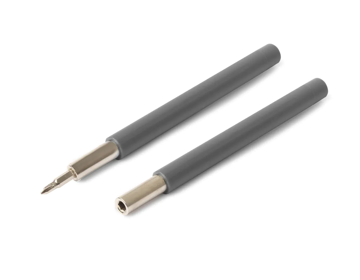 Kit ferramentas em plástico ABS com 24 pontas em aço inox, chave manual para encaixe e manuseio.