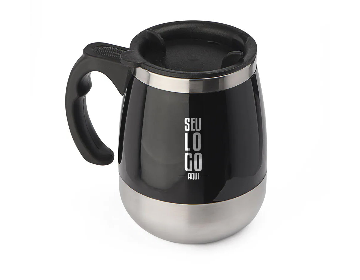 Caneca plástica mixer em aço inox na parte interna com capacidade de até 400ml. Ideal para fazer a junção de suas bebidas em pó. Para a função mixer funcionar é necessário 3 pilhas AAA, não acompanha pilha.