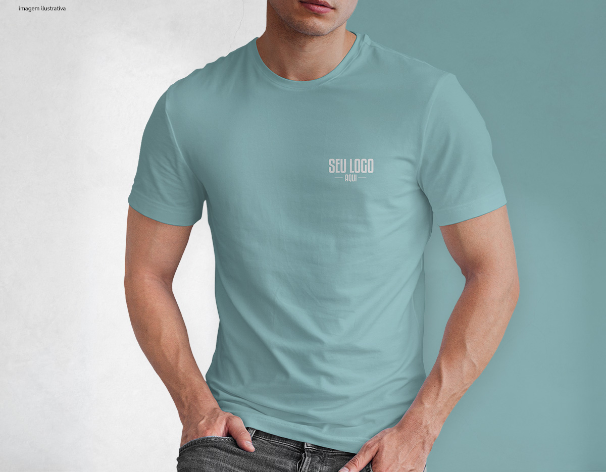 Camiseta tradicional, confeccionada em tecido meia malha, 100% algodão (135 g/m2) e com fio 30/1 misto. Com gola em ribana 1,5X1,5 com fita de reforço  e com costura dupla nas mangas, barra de fundo e laterais. Tamanhos: P, M, G e GG.