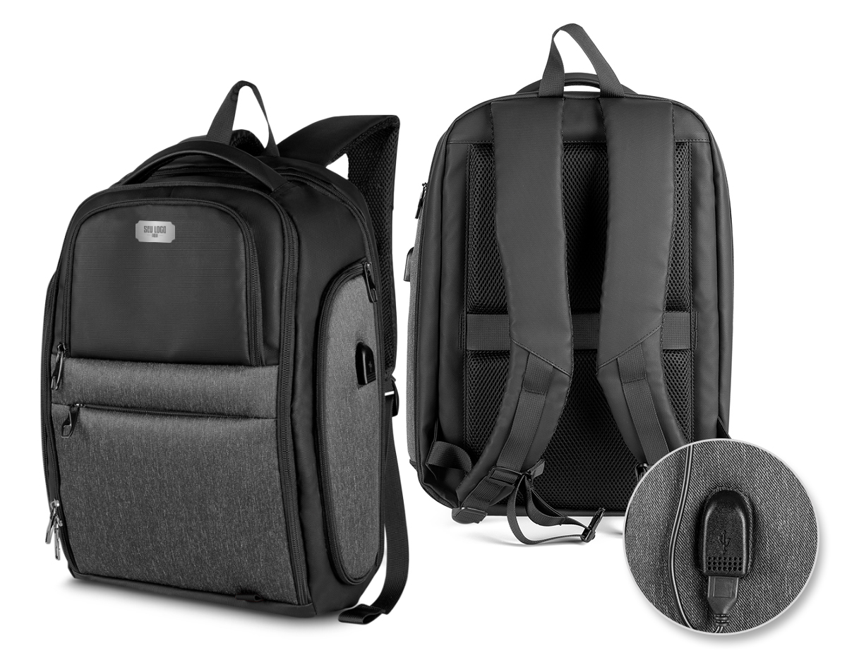 Mochila Premium para notebook em tecido poliéster.