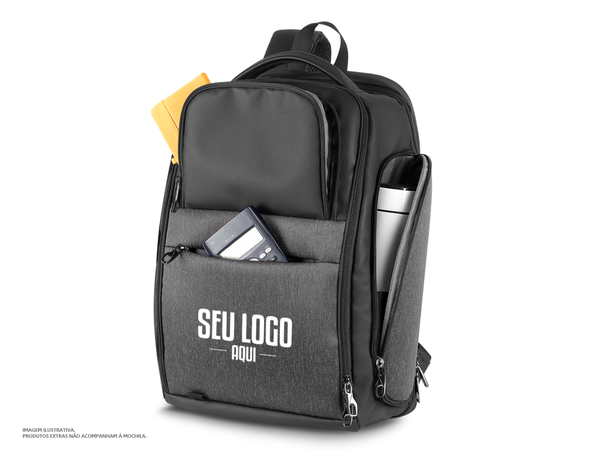 Mochila Premium para notebook em tecido poliéster.