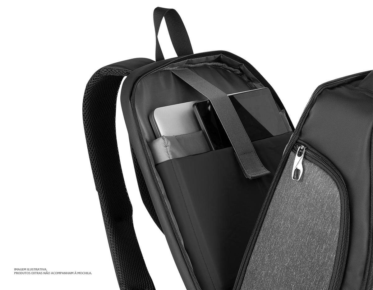 Mochila Premium para notebook em tecido poliéster.