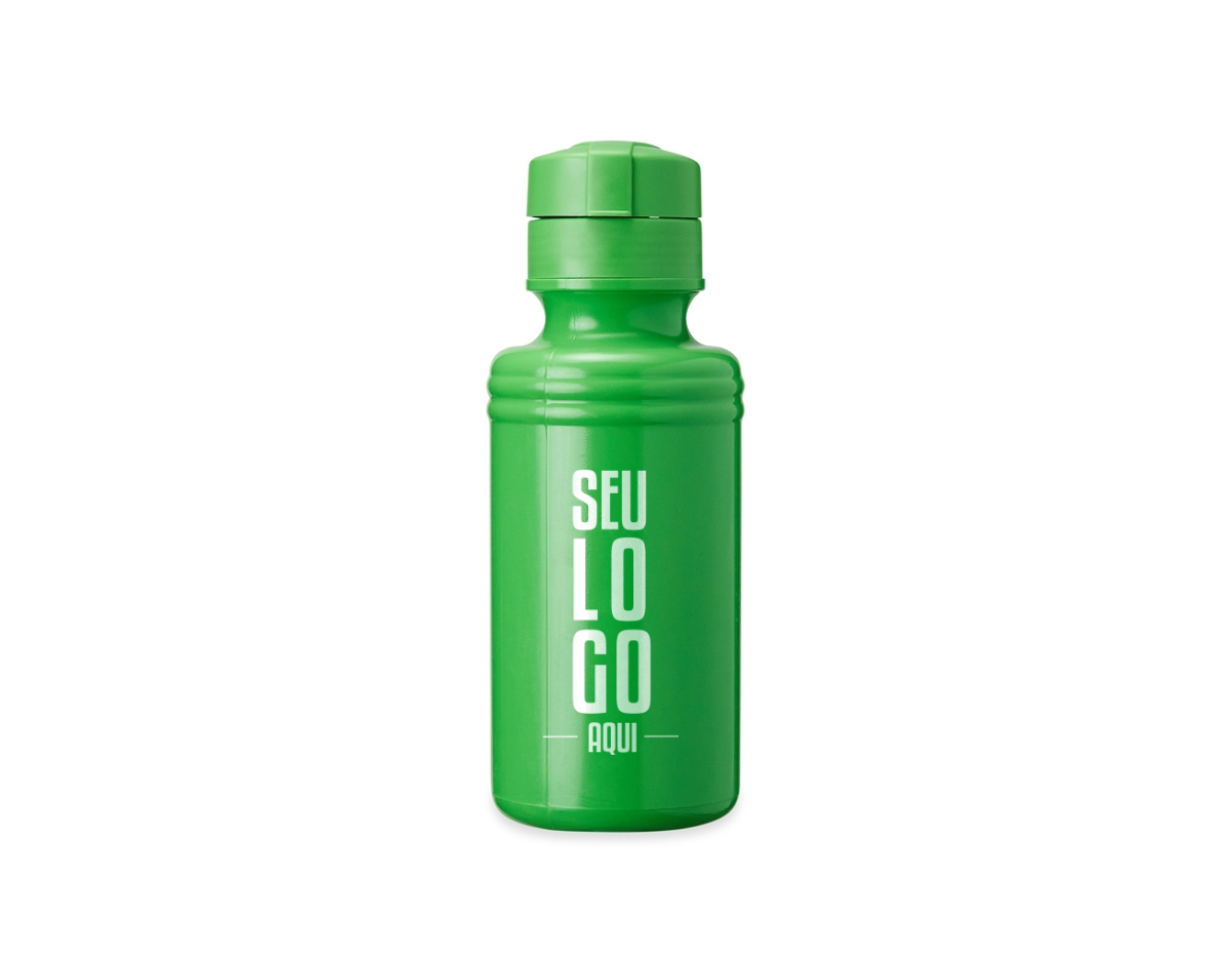 Squeeze plástica com capacidade de 550ml. Tampa rosqueável com bocal.