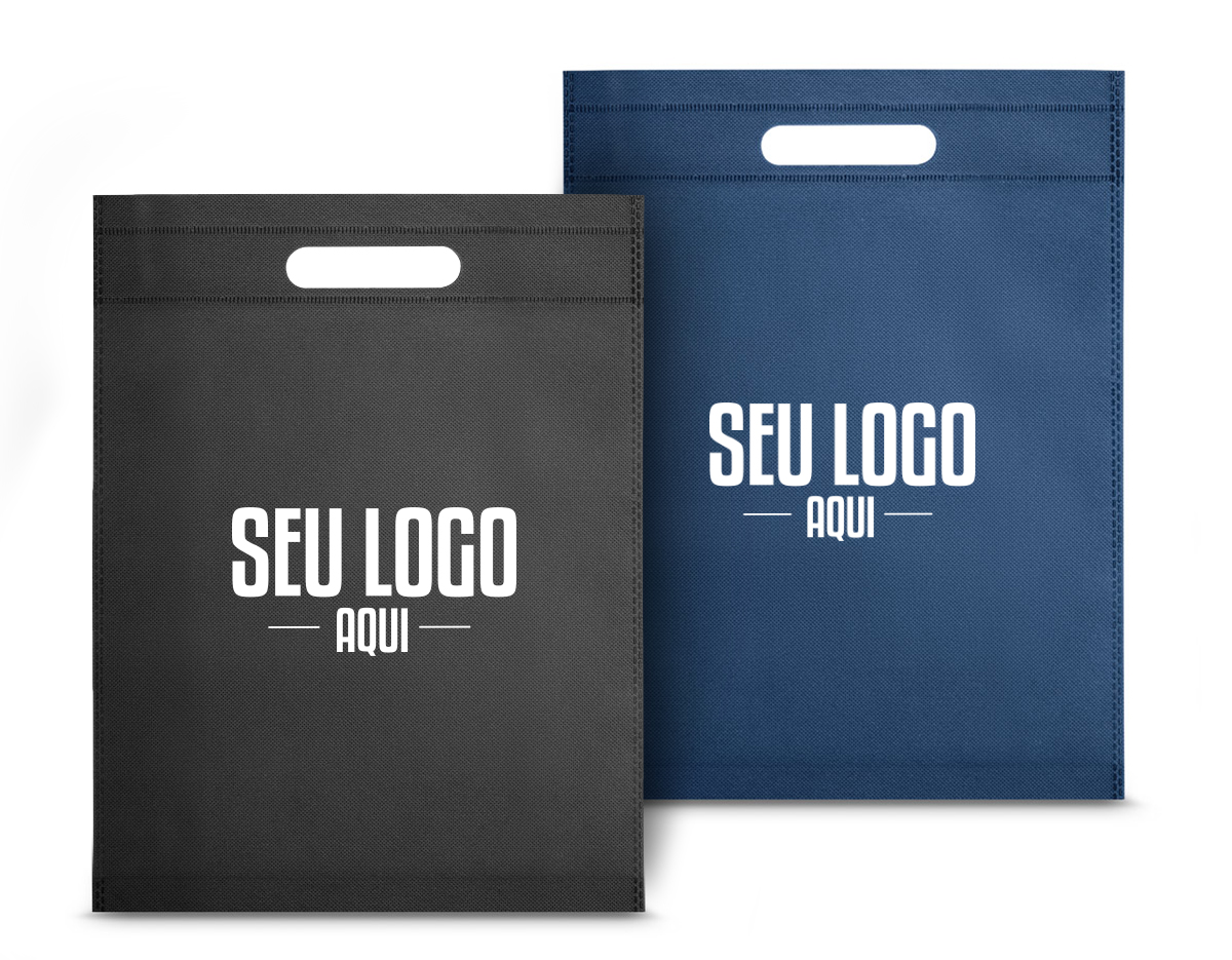 Sacola em non-woven (80 g/m²) termo-selado. 250 x 350 x 80 mm