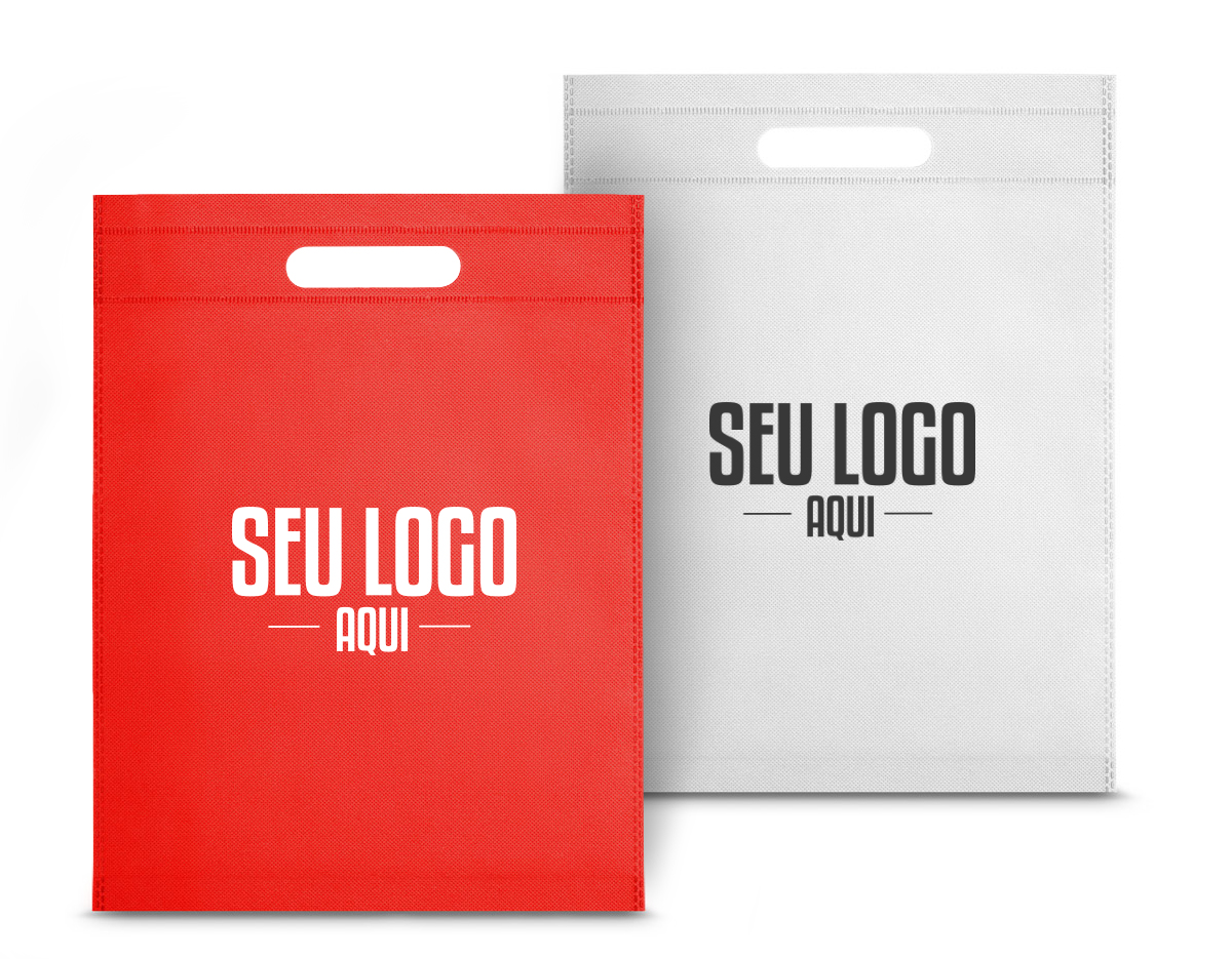 Sacola em non-woven (80 g/m²) termo-selado. 250 x 350 x 80 mm
