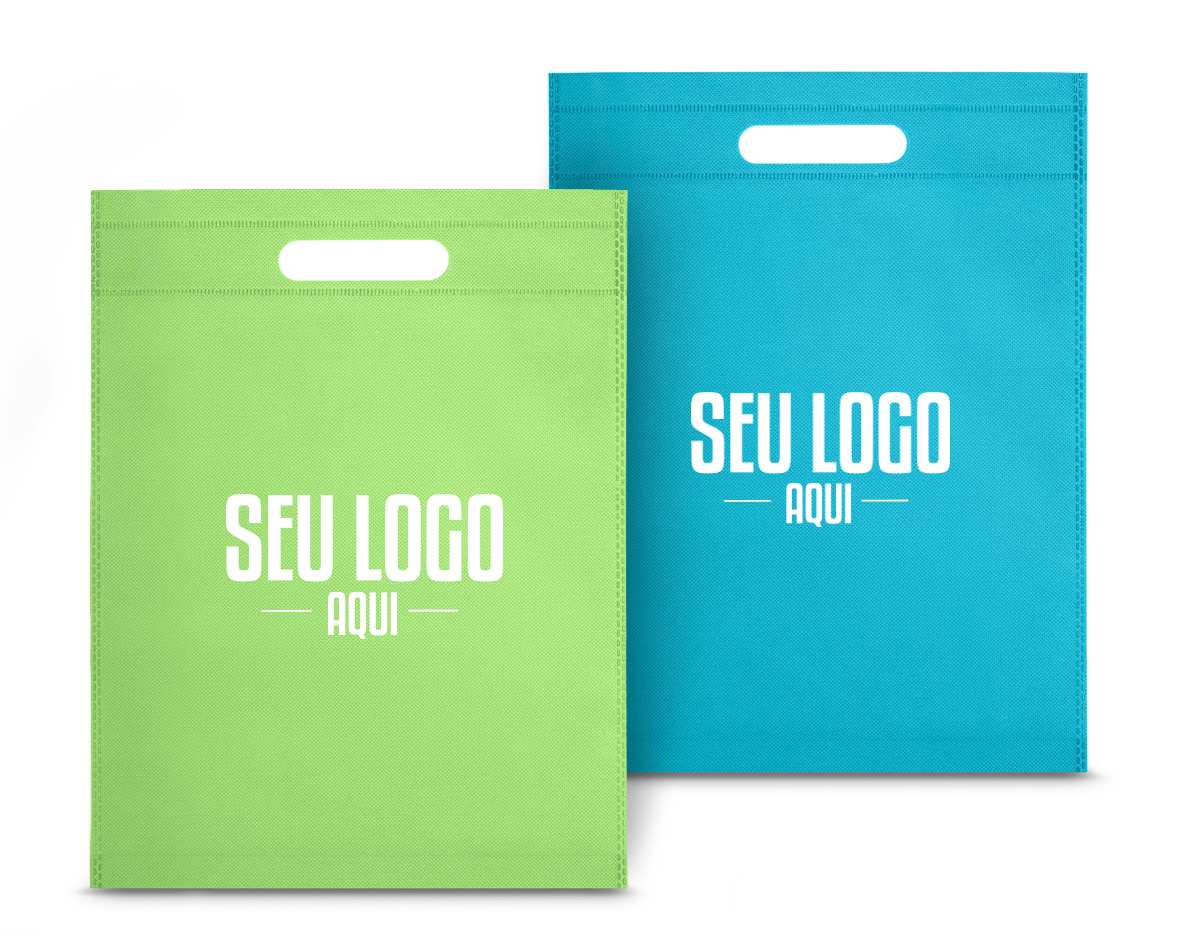 Sacola em non-woven (80 g/m²) termo-selado. 250 x 350 x 80 mm