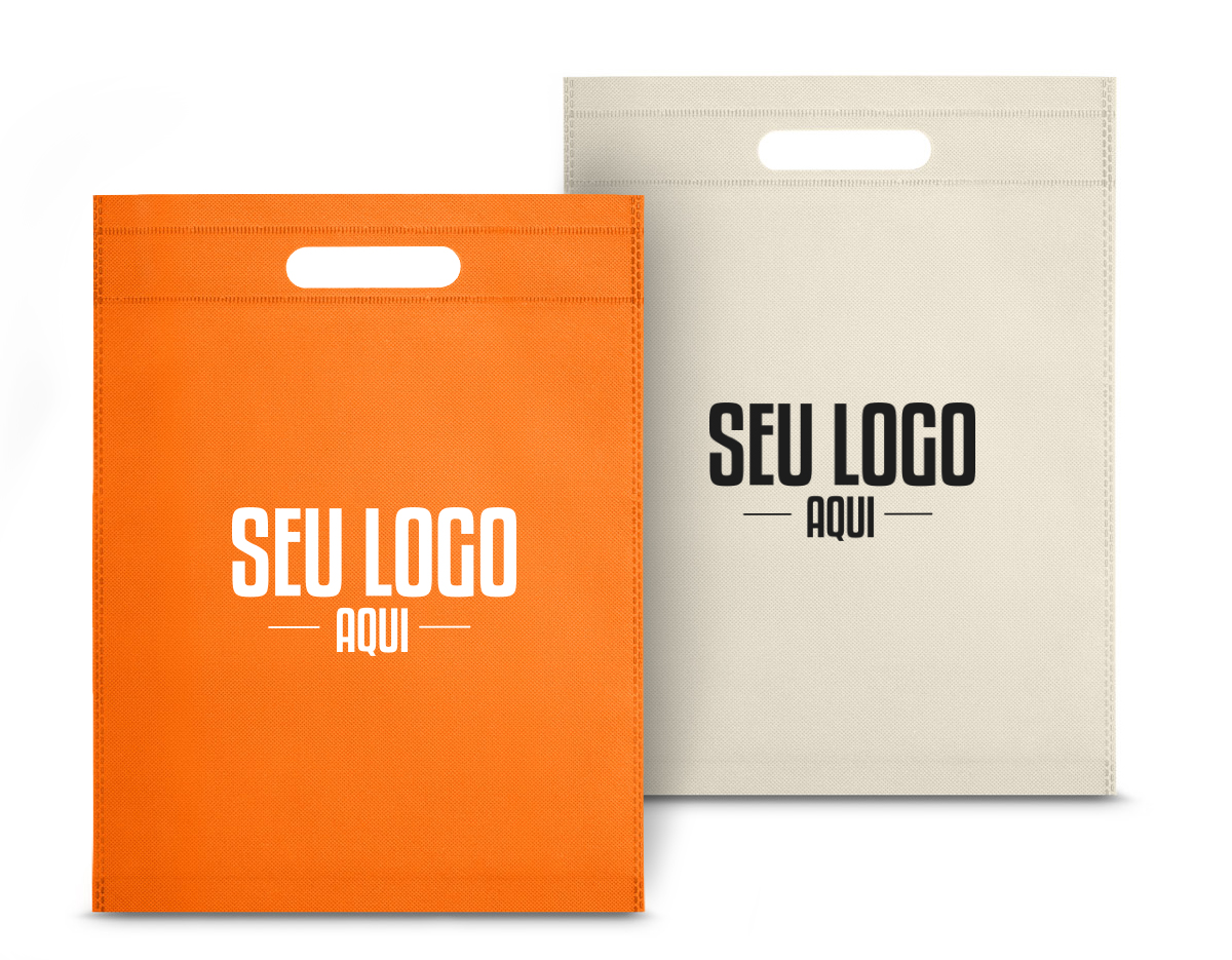 Sacola em non-woven (80 g/m²) termo-selado. 250 x 350 x 80 mm