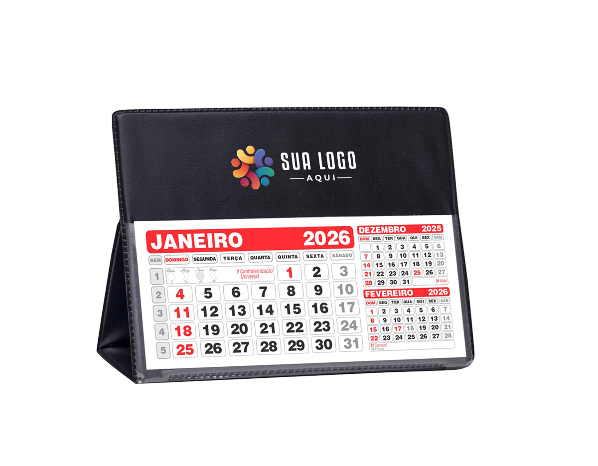 calendário de pvc. Material pvc  com "bolso" plástico para encaixar o calendário basta encaixar a "rebarba" no bolso pvc para montar a base.+ REFIL 2024 tamanho montado 11,7 cm x 16,5