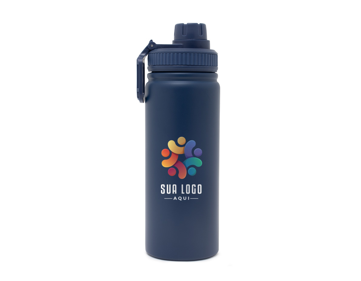 Garrafa térmica com infusor de bebidas, feita em inox 304de parede dupla com capacidade para 570ml. Tampa com alça para transporte e tampa de proteção para o bocal.