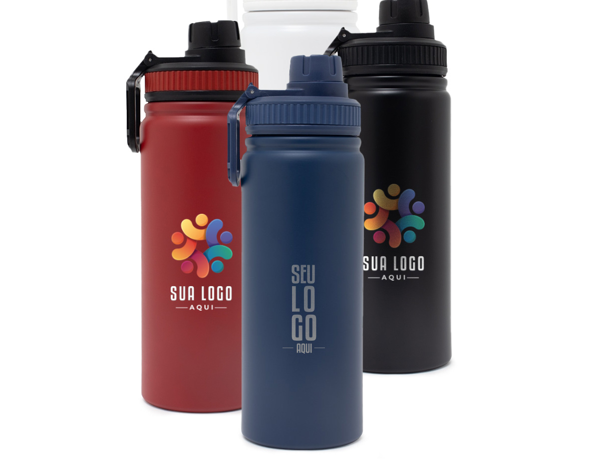 Garrafa térmica com infusor de bebidas, feita em inox 304de parede dupla com capacidade para 570ml. Tampa com alça para transporte e tampa de proteção para o bocal.
