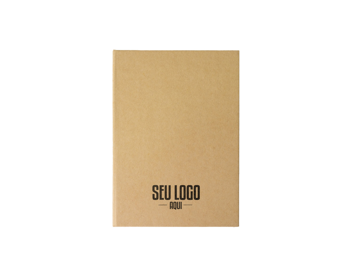 Bloco de Anotações Ecológico, material em kraft. Possui notas autoadesivas, aproximadamente 25 folhas, bloco autoadesivo amarelo com aproximadamente 25 folhas, compartimento para guardar anotações, uma régua em material plástico de 12 cm, caneta de papelão e bloco grande com aproximadamente 100 folhas.