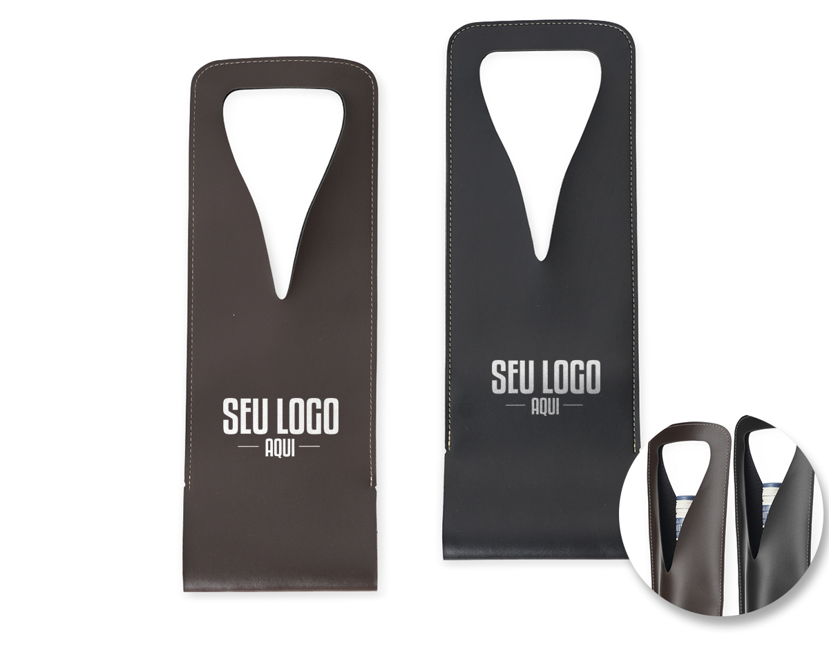 Estojo porta vinho em couro sintético bidim: elegante e funcional. Perfeito para transportar sua garrafa com segurança e estilo. Ideal para presentear ou para uso pessoal.