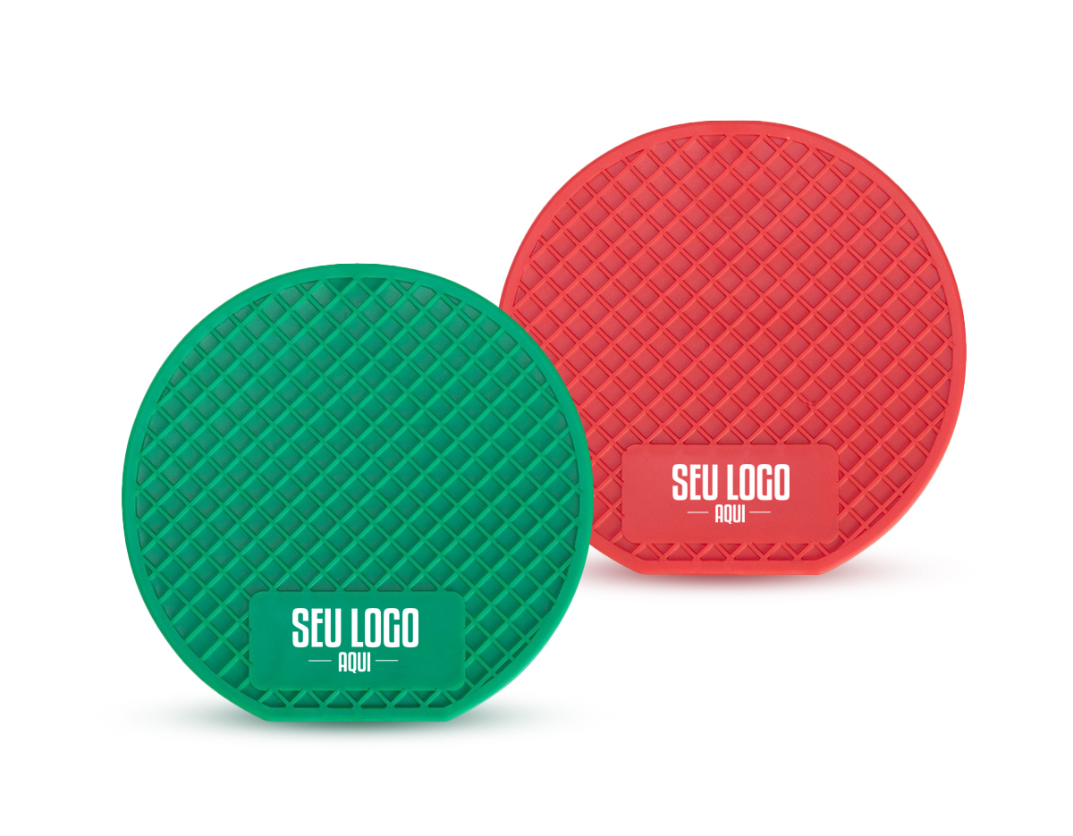 Porta-copo em PVC resistente, garantindo proteção para suas superfícies. Pedido mínimo em múltiplos de 20 peças. Ideal para uso doméstico ou comercial.