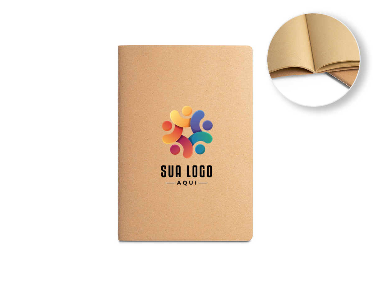 Caderno A5 de capa flexível em cartão (250 g/m²) e cantos redondos. Com 40 folhas lisas, costuradas, em papel reciclado proveniente de gestão florestal sustentável. 140 x 210 mm