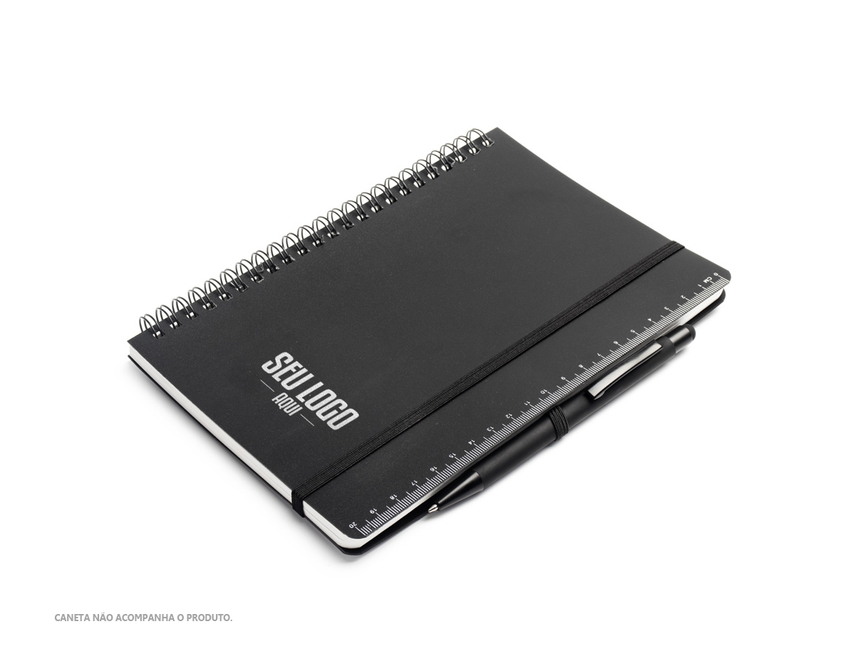 Caderno de anotações feito em PP reciclável, apresenta um suporte prático para caneta e contém 70 folhas pautadas. Seu design funcional é ideal para anotações do dia a dia, promovendo a sustentabilidade sem abrir mão da utilidade. Uma opção consciente para quem valoriza o meio ambiente.