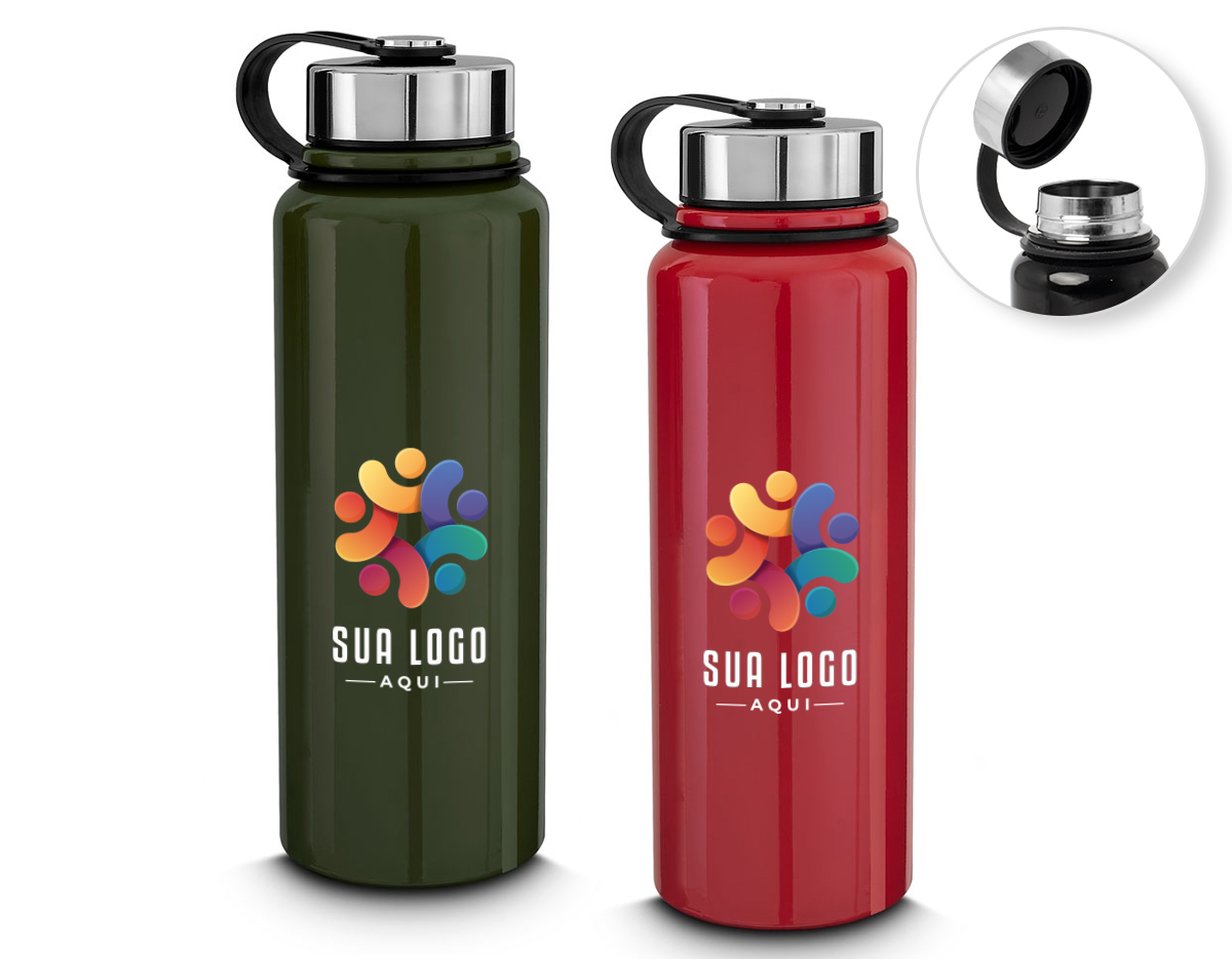 Garrafa térmica com infusor de bebidas, feita em inox 304 com capacidade de 1 litro. Contém base antiderrapante e alça de silicone acoplada na tampa.