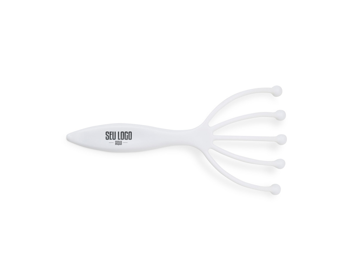Uma massagem confortável em qualquer lugar. Compacto e de fácil manuseio, o nosso massageador é ideal para o relaxamento e um importante aliado contra o estresse do cotidiano. Feito de plástico e suas garras possuem bolinhas de aço inoxidável.